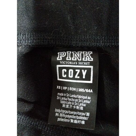 PINK VICTORIA'S SECRET Cozy Pull On Leggings SZ XS‎ Logo Black White Compression - Picture 6 of 10